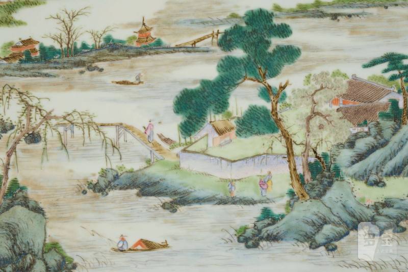 Lot860 清乾隆 粉彩山水纹瓷板一对 - 图7